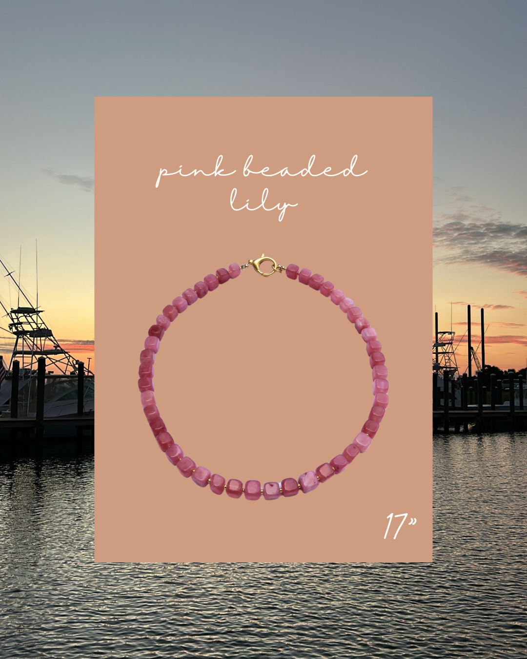 Pink Beaded Lily Necklace